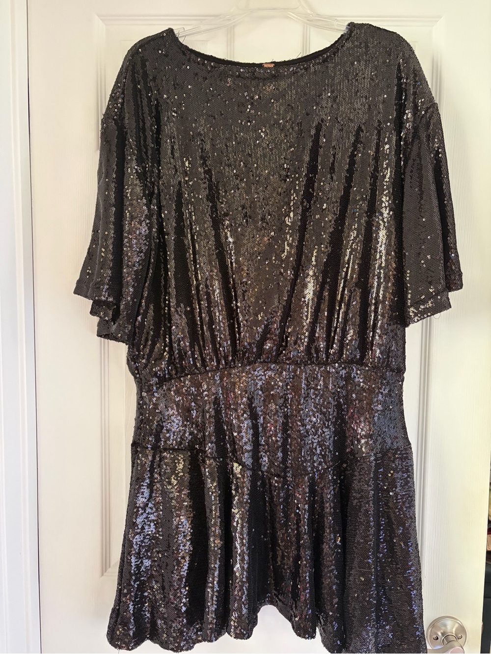Black Sequin Short Sleeve Manuka Dress- Free People